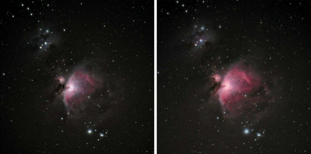 Left: Normal camera | Right: camera converted with Astro filter